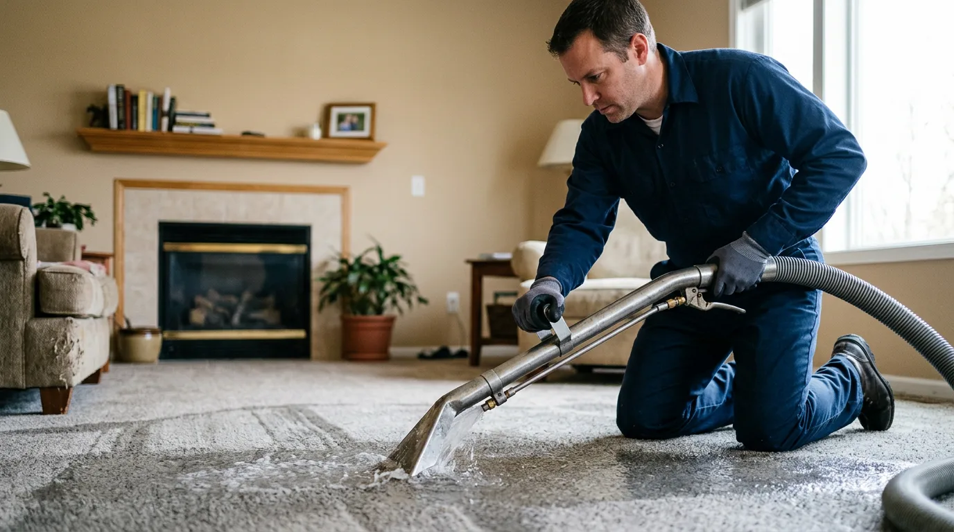 Water damage restoration technician working near Elkville, IL